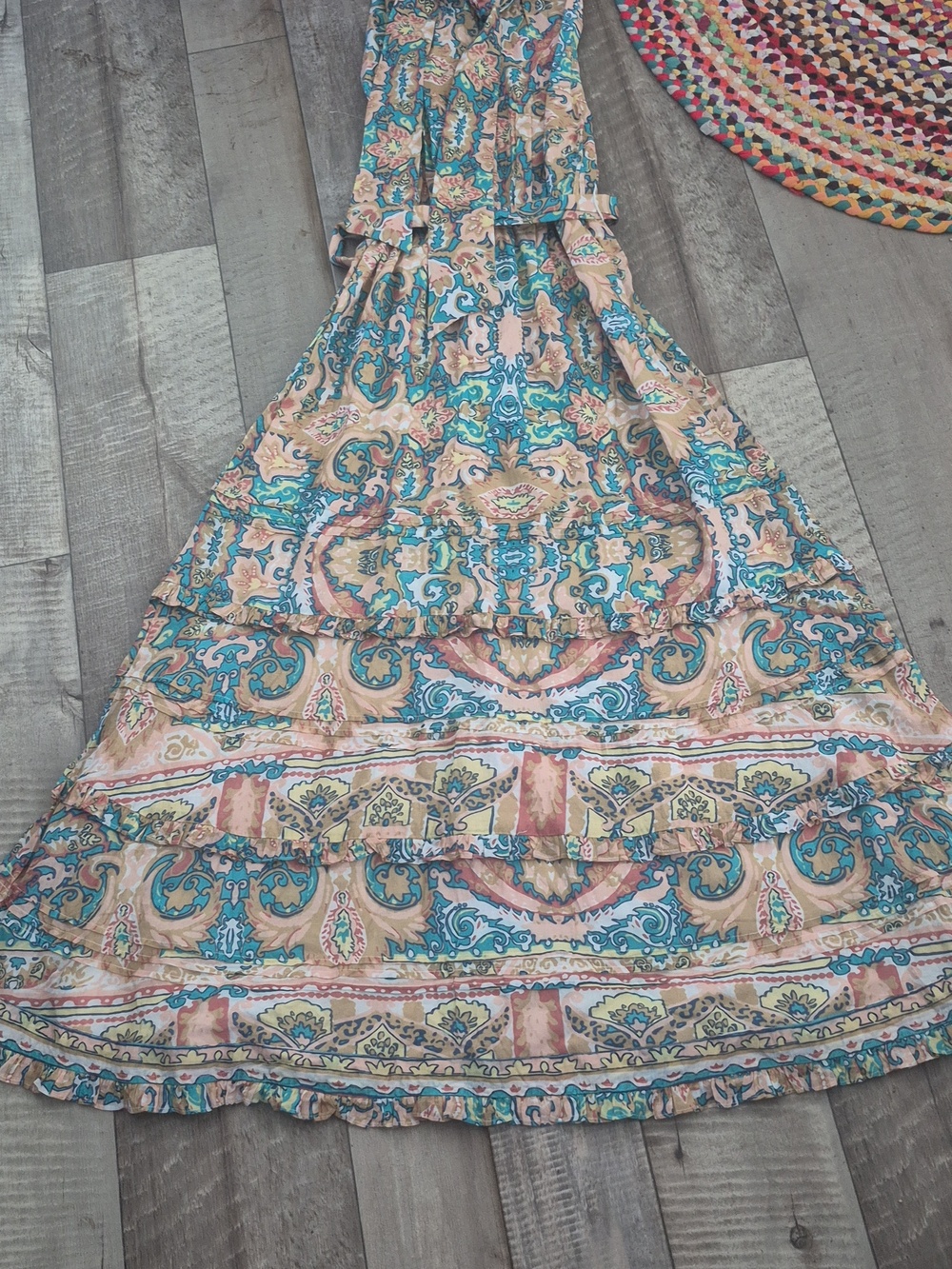 Cleobella Floral Abstract Print Sleeveless Green Patterned Belt Maxi Dress S NWT - Picture 10 of 10
